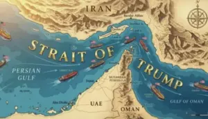 Ормузский пролив на карте Трампа: Strait of Trump